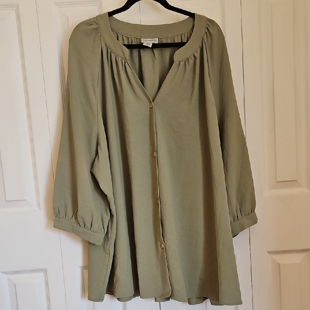 Catherines Olive Green Women's Top 4X 30/32W
